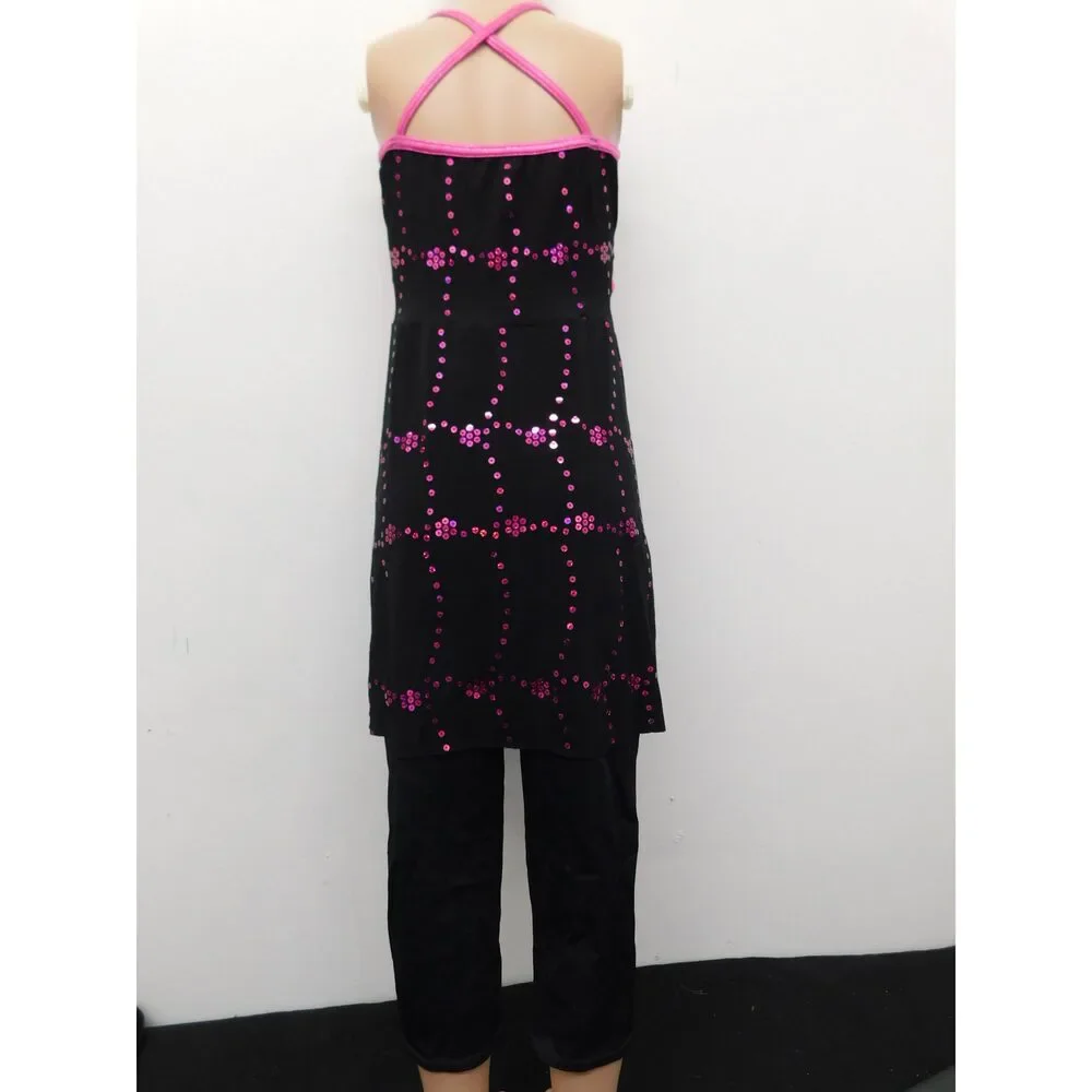 Pre-Owned Dance Costume Weissman 4556 Medium Child Pink Dress Jazz Sequin